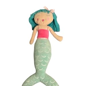 Whimsical Mermaid Plush Doll with Pink Top and Green Tail
